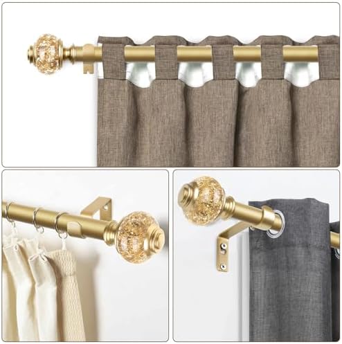 USFOOK 78 Inch Gold Curtain Rod 32-86 Inches