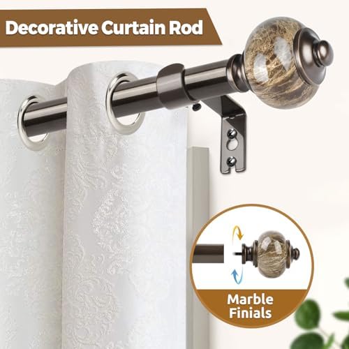 KAMANINA 1 Inch Curtain Rods 32-58 Inches Antique Bronze