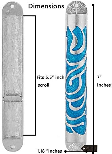 Matashi Hand Painted Blue Enamel Mezuzah Decor