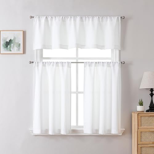 Tollpiz White Linen Valance 54 x 16 Inches Set of 1