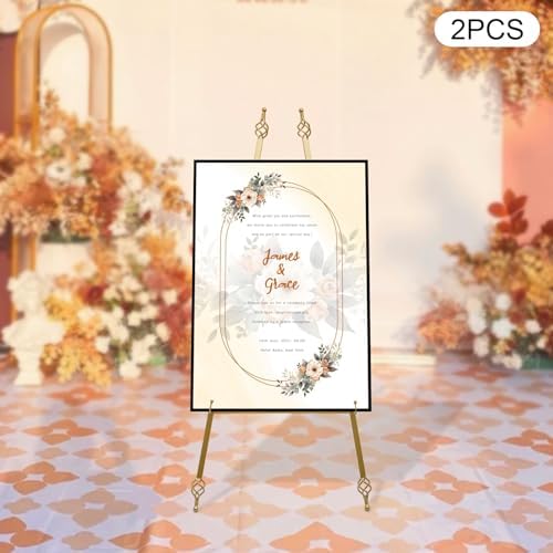 2Pcs Metal Easel Stand with 6 Holes Adjustable Gold Display Stand
