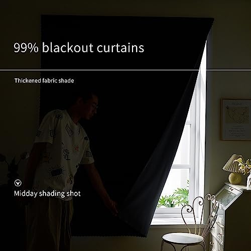 AJAZZ Self Adhesive Portable 100 Blackout Curtains 1-Pack