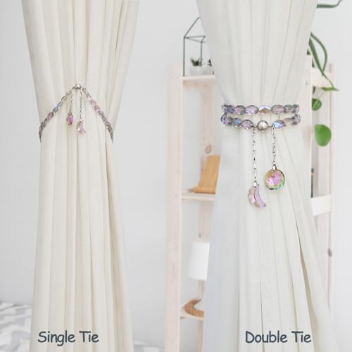 Crystal Beaded Magnetic Curtain Holdbacks 2 Pack Purple