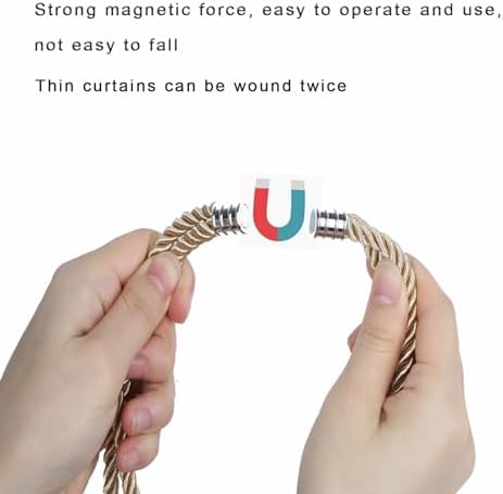 Fenghuangwu Magnetic Curtain Tiebacks 2 Pack Gold Tassel Holdback