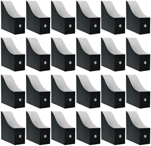 24 Pack Black Cardboard Magazine Holder Sturdy Book Bins for Classroom Library