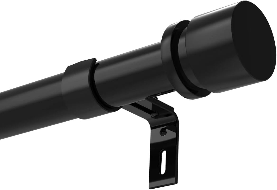 Byondeth Heavy Duty Adjustable Curtain Rods 1 Inch Diameter Black