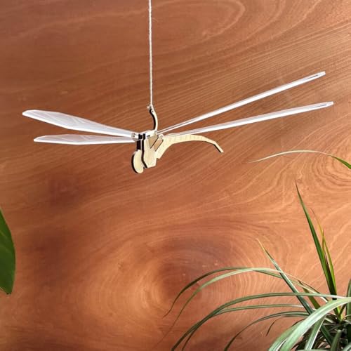 Wood and Acrylic Dragonfly Mobile 6 Inch Mid-Century Decor