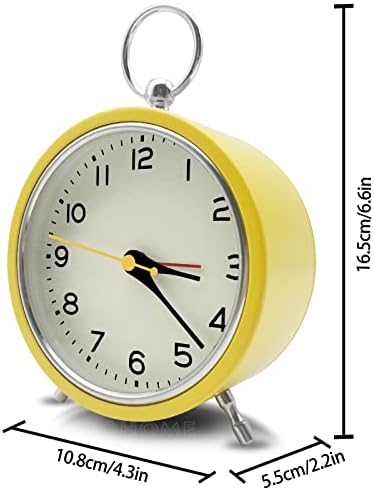 Rohome Yellow Small Silent Alarm Clock with Night Light