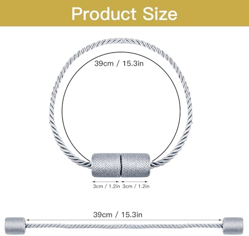 VEAGINS 6 Pack Strong Magnetic Curtain Holdbacks Grey