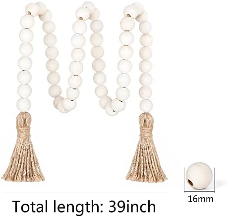 Meplait 39 Inch Wood Bead Garland with Tassels