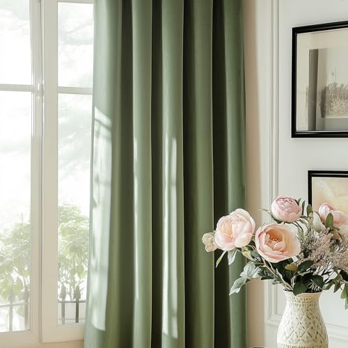 Lazzzy Velvet Thermal Insulated Curtain 84 Inch Sage Green