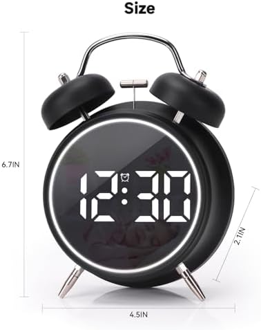 JUSTUP Super Loud Digital Alarm Clock with LED Display and Double Bell