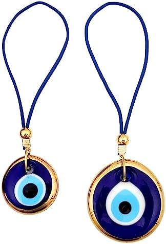 Turkish Blue Evil Eye Car Hanging Ornament Set of 2