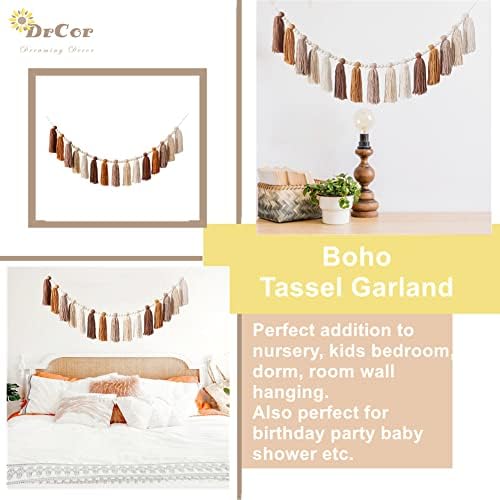 DrCor Boho Tassel Garland - Terracotta Rainbow Wall Decor
