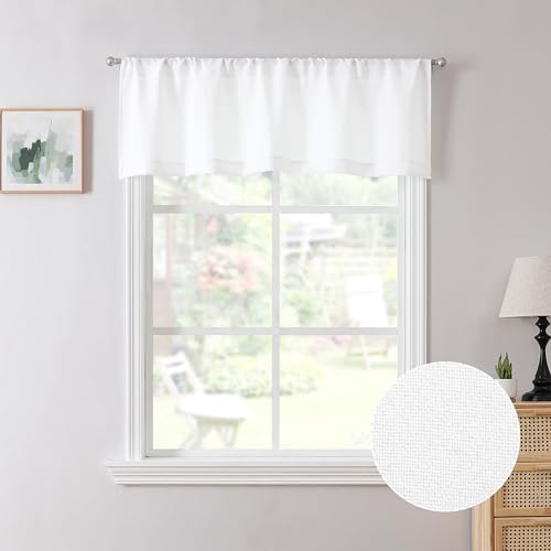 Tollpiz White Linen Valance 54 x 16 Inches Set of 1