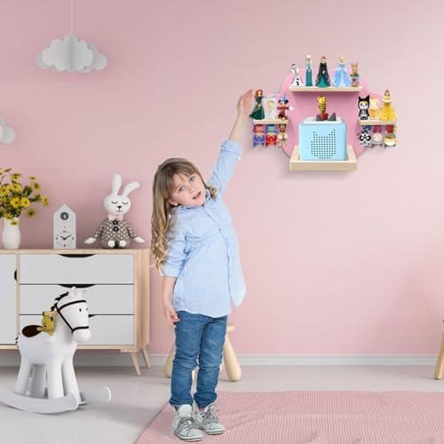 Taladad Magnetic Floating Shelf for Toniebox and Tonie Figures Pink