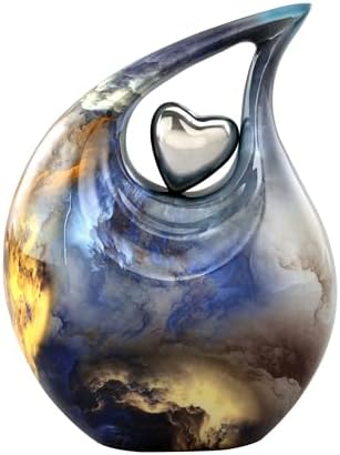 Teardrop Urn with Velvet Bag - Blue Fire Design