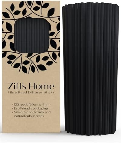 Ziffs Home 120pcs Black Fibre Reed Diffuser Sticks