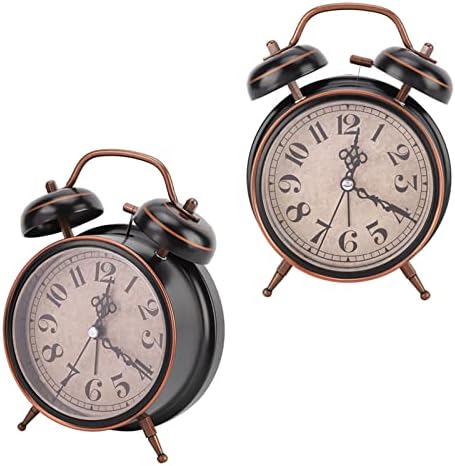 Tbest Double Clock with Night Light and Retro Design
