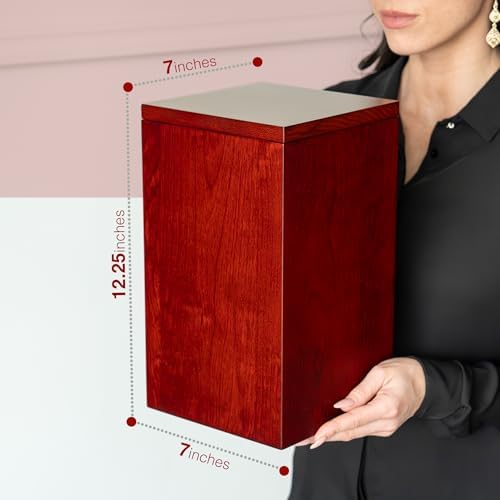 Solid Cherry Wood Cremation Urn for Adult Ashes 250 Cubic Inches