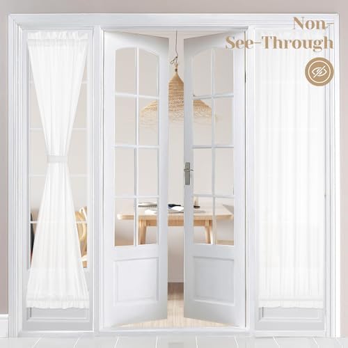 HOMEIDEAS Non-See-Through French Door Curtains Set of 2