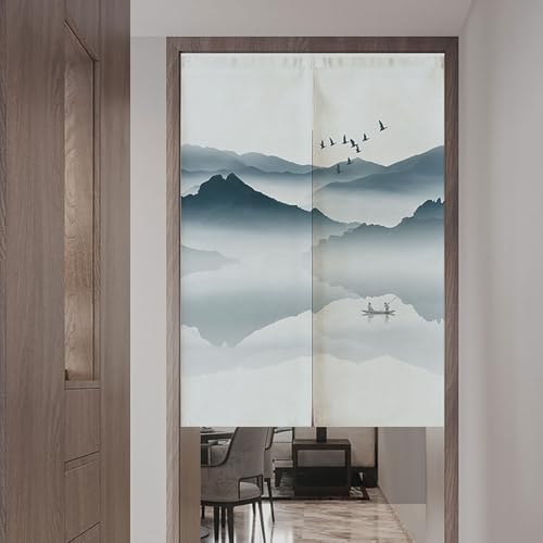 Traditional Japanese Style Door Curtain with Telescopic Rod
