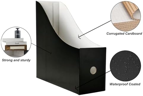 24 Pack Black Cardboard Magazine Holder Sturdy Book Bins for Classroom Library