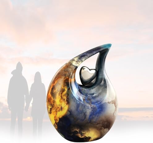 Teardrop Urn with Velvet Bag - Blue Fire Design