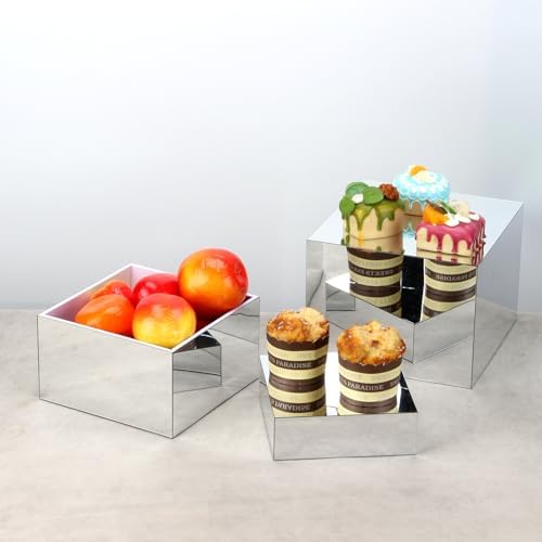 Acrylic Silver Mirror Display Riser Set of 3