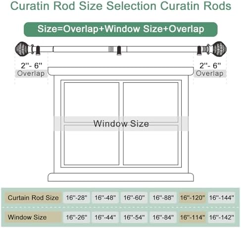 Adjustable Curtain Rods 1 Inch Diameter with Wood Grain Finials
