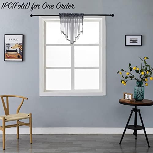 Beaded Sheer Curtain Valance for Bedroom Living Room 51x24 Inches Grey 1PC