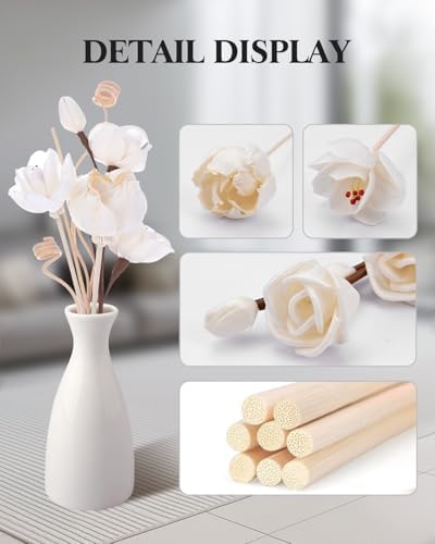 9 Pcs Reed Diffuser Sticks Set with Natural Rattan and Flower Designs