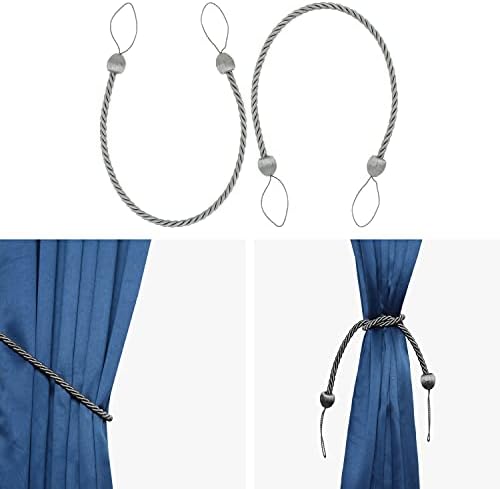 2 Pack Charcoal Polyester Curtain Tiebacks