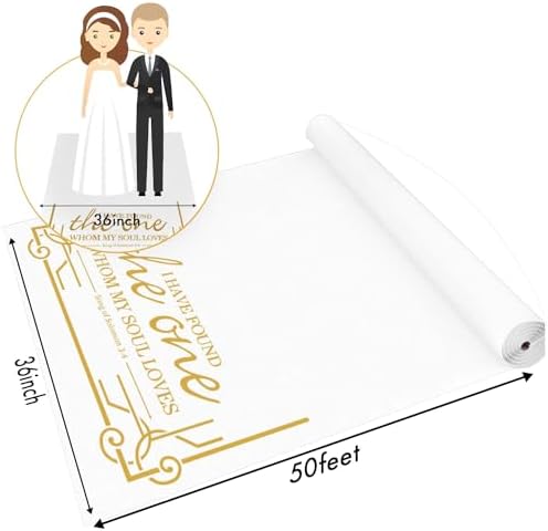 FrenzyBird Aisle Runner 3x50ft Wedding Carpet White Gold