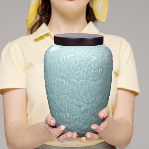 Elegant Floral Ceramic Urn for Ashes