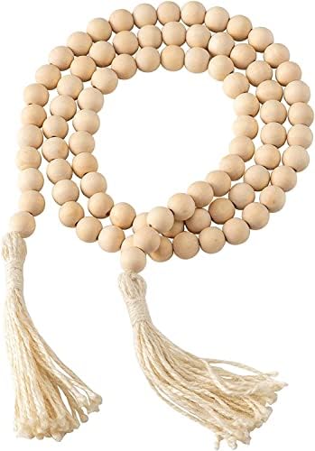 DECORKEY Rustic Wood Beads Garland 58 Inch Boho Decor