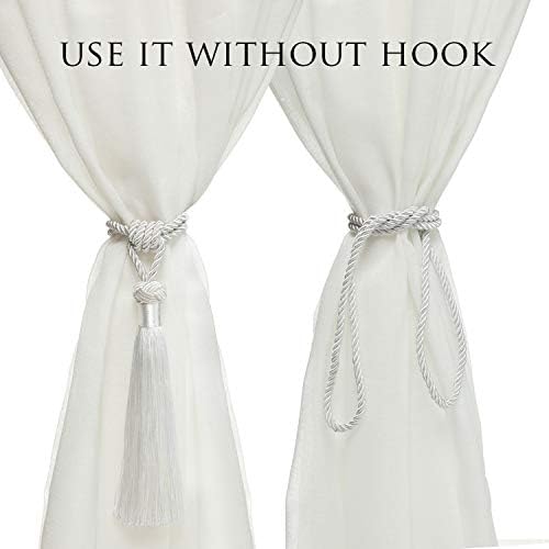 BEL AVENIR Curtain Tiebacks 2 Pack White Hand-Woven Holdbacks