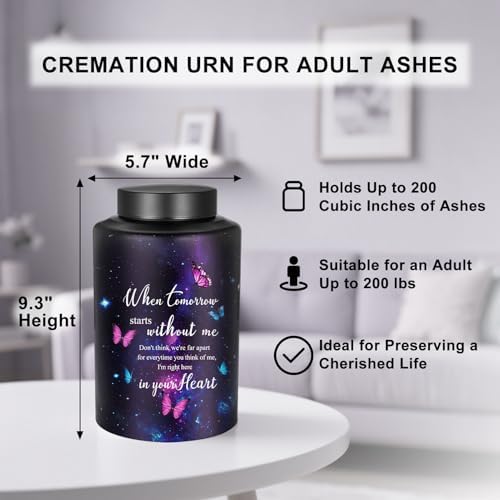 Abooxiu 10 Inches Purple Butterfly Cremation Urn for Human Ashes