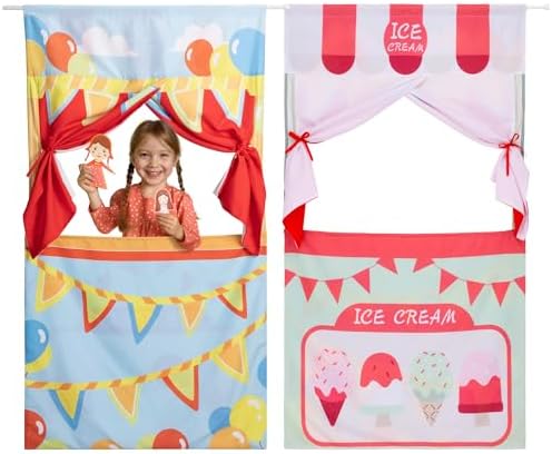 Navaris Double Sided Doorway Puppet Theater Curtain with Rod