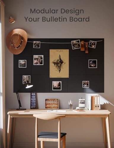 Black Felt Bulletin Board 48 x 36 12 Pack with 70 Removable Tabs