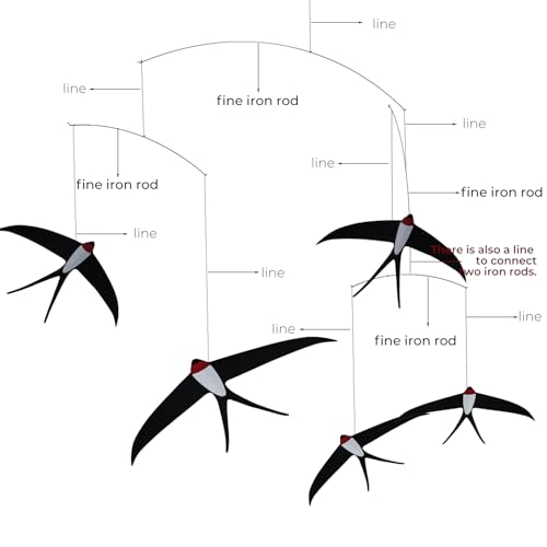Flying Swallows Hanging Mobile Set of 5