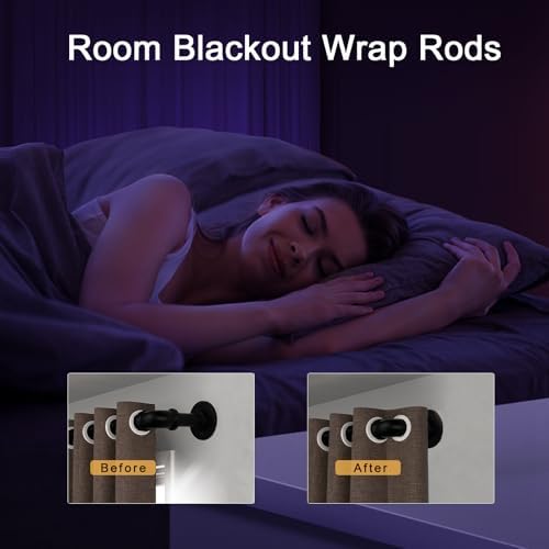 Industrial Curtain Rods 18-120 Inch Adjustable Blackout Rod with Wrap Around Design