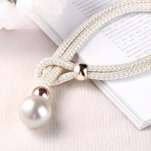 2 Pack Handmade Curtain Tiebacks with Rope White