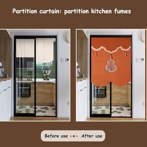Japanese Noren Door Curtain with Telescopic Rod