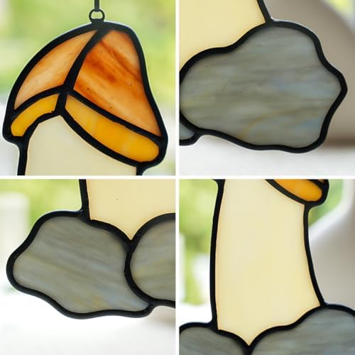 Funny Mushroom Stained Glass Suncatcher for Window