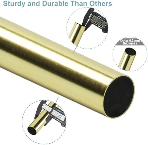 Byondeth Adjustable Curtain Rod 1 Inch Diameter with Gold Aluminum Finials