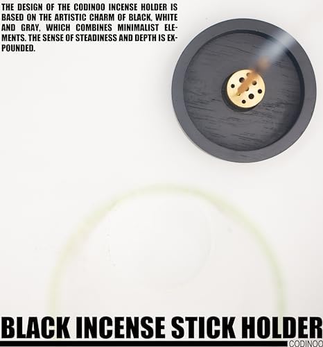 Modern Incense Stick Holder with Glass Ash Catcher Black