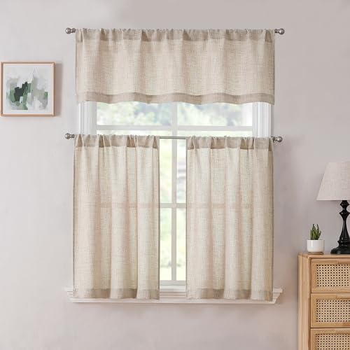 Tollpiz Linen Valance 54 x 16 Inch Semi Sheer Curtain Drape
