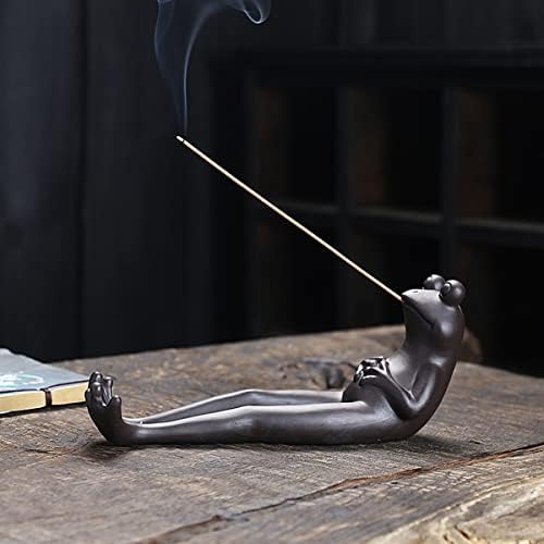 ChangWanna Frog Incense Stick Holder - Ceramic Incense Burner with 45 Sandalwood Sticks