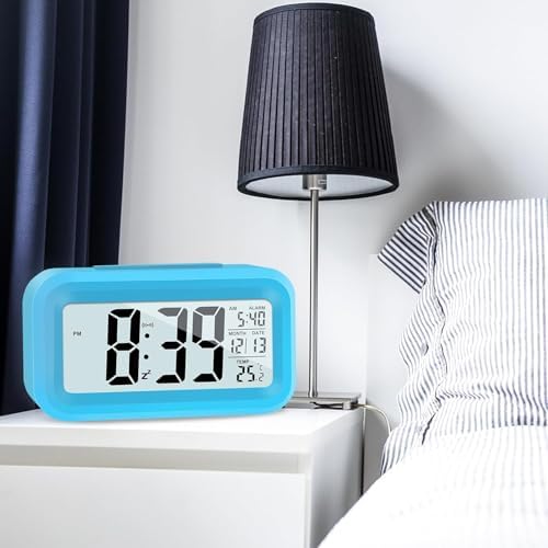 Hooporia Blue Digital Alarm Clock for Bedroom